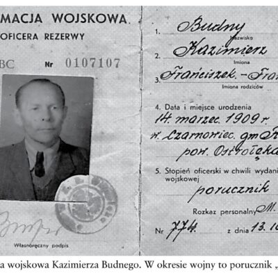 Legitymacja wojskowa Kazimierza Budnego. W okresie wojny to porucznik „Zbigniew”. Wydana dnia 13 października 1950 r.